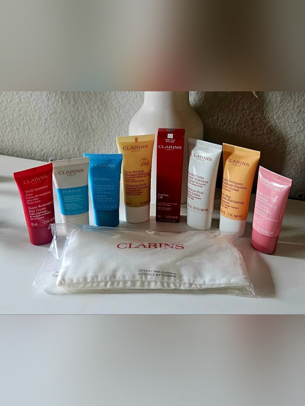 CLARINS 9 Piece Travel Size Skincare Set
